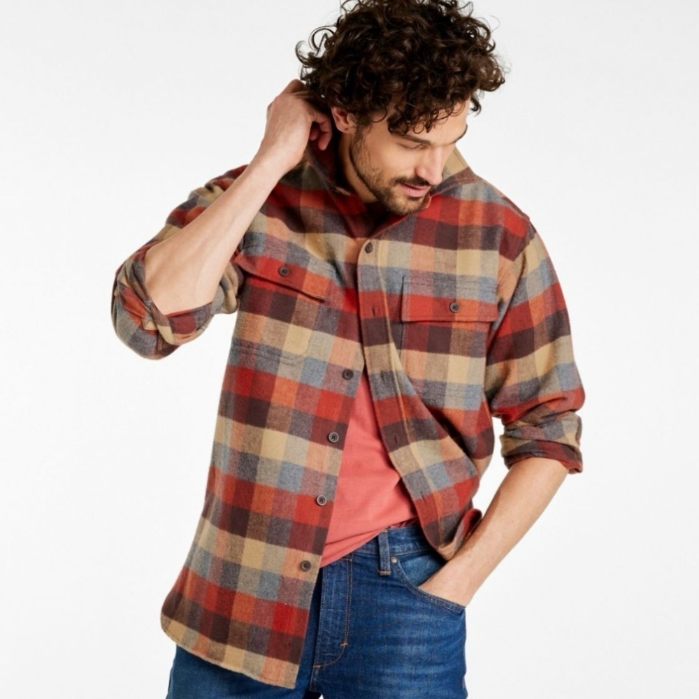 LL Bean Men's Chamois Shirt, Traditional Fit, Plaid Flannel Size Small